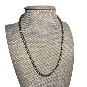 Vintage Rhinestone Tennis Necklace Silver Tone Elegant Jewelry Chocker 14"